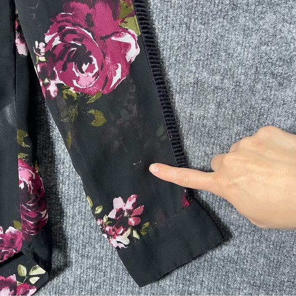 KUT From The Kloth Black Sheer Floral Button Down Long Sleeve 90s Y2K Small - Picture 10 of 10